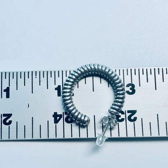 Silpada Rare HTF Sterling Silver Braided Wrapped Hoop Earrings on Posts - 1”